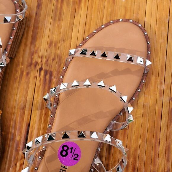 Cushionaire Transparent Studded Strappy Detail Memory Foam Sandals. Sz 8.5 - Picture 2 of 13